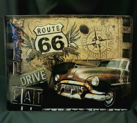 Blechschild "Route 66 Road Trip"