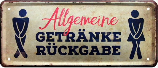 Blechschild "Getränkerückgabe"