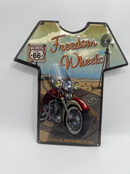 Blechschild " Tshirt Freedom WHEELS"