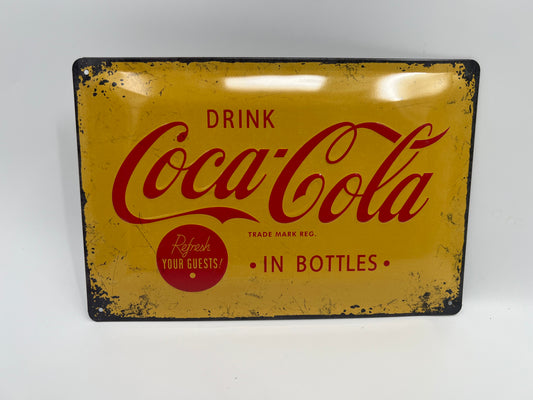 Blechschild "Coca Cola - in Bottles Gelb"