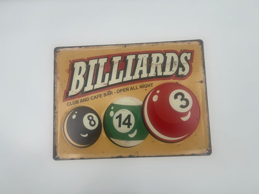 Blechschild "Billiards"