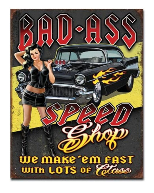 Blechschild "Bad Ass Speed Shop"