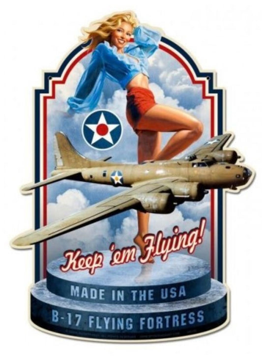 Blechschild "Keep em Flying made in the USA"