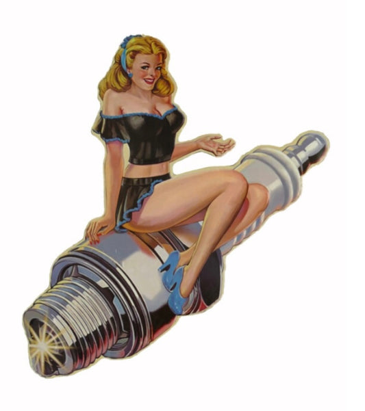 Blechschild "Pinup Sparkplug black"