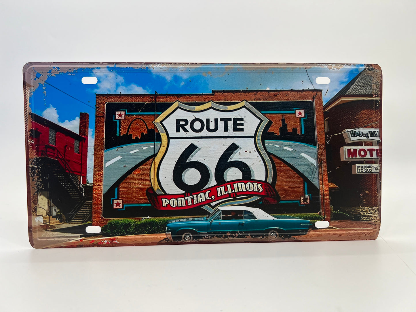Blechschild "Route 66 Pontiac"