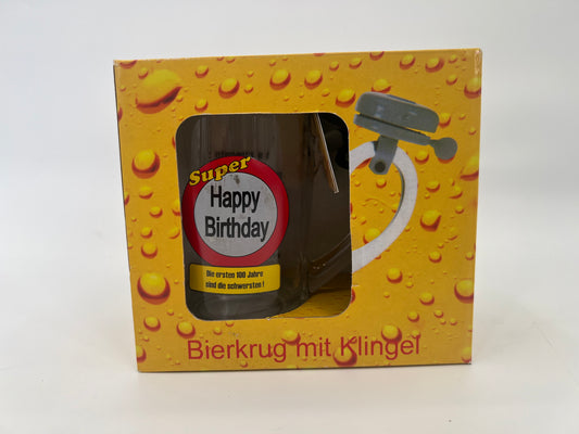 Bierkrug mit Klingel "Happy Birthday