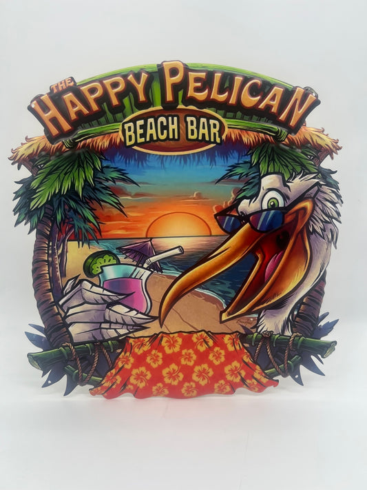 Blechschild "Happy Pelican"