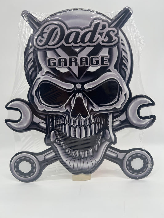 Blechschild "Dads Garage Totenkopf"