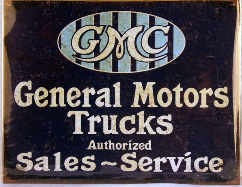 Blechschild " GMC Authorized Sales and Service"