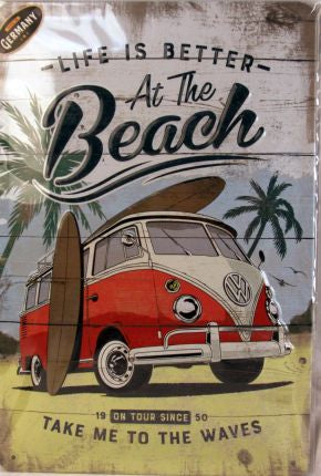 Blechschild "VW T1 Bus - Beach"