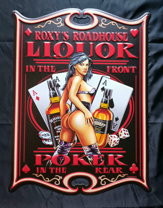 Blechschild "ROXY Roadhouse LIQUOR"