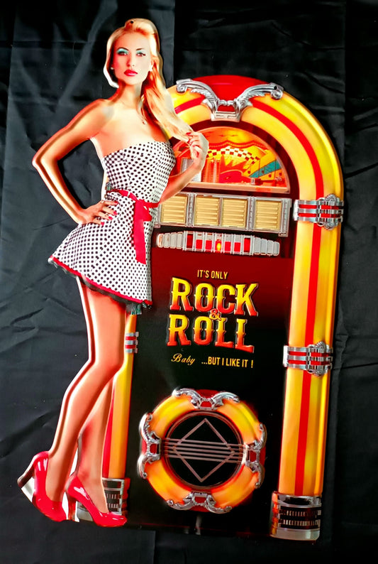 Blechschild "Rock & Roll Pinup/Wurlizer