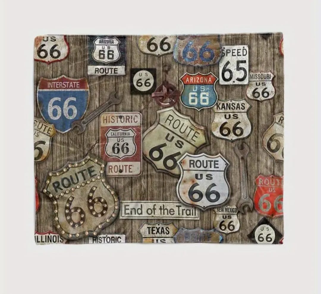 Kuscheldecke "Route 66 Strassenschild"