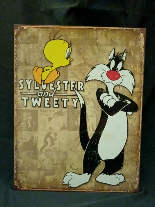 Blechschild "SYLVESTER and TWEETY"